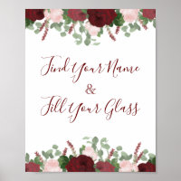 Burgundy Pink Floral Rose Brautparty Dekoration