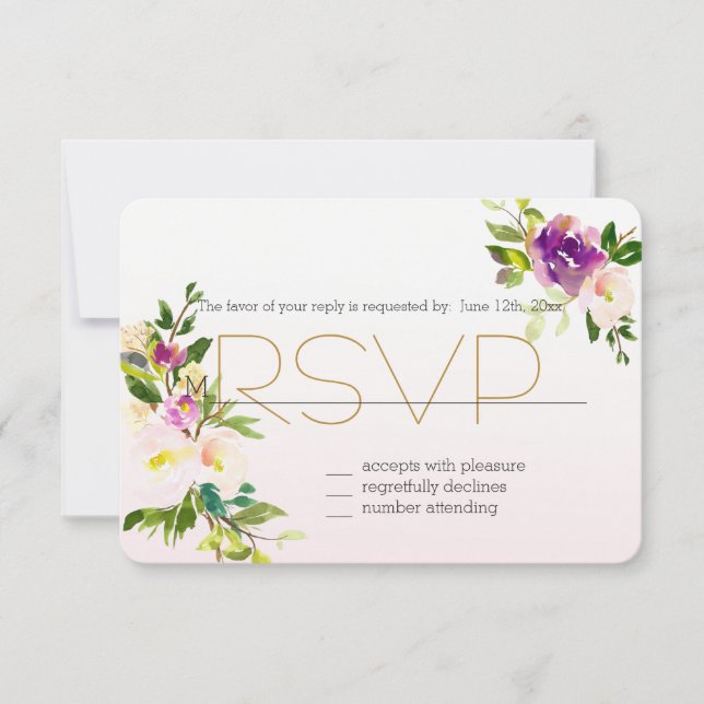 Burgundy Pink Floral UAWG RSVP Karte (Vorderseite)