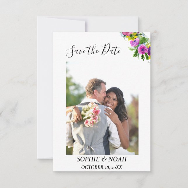 Burgundy Pink Floral Wreath Foto Save the Date (Vorderseite)