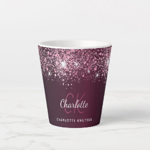 Burgundy Pink Glitzer Namenskript Milchtasse