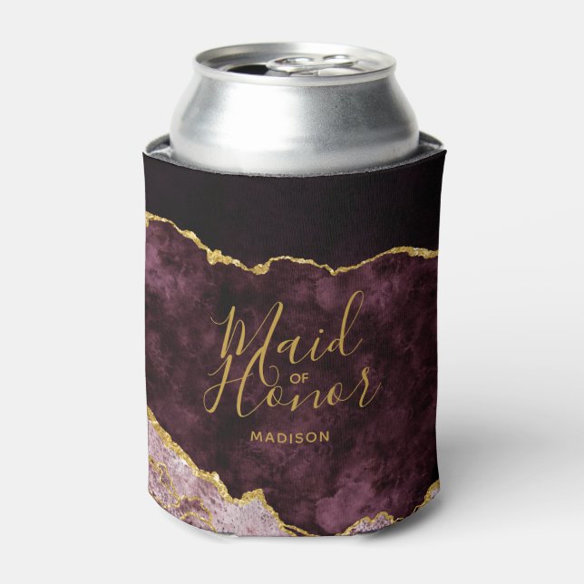 Burgundy Pink Gold Foil Agate Marble Trauzeugin Dosenkühler (Kanne Vorderseite)