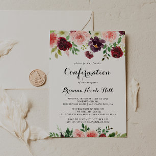 Burgundy Pink Lila Frühling Blumenbestätigung Einladung