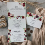 Burgundy Pink Lila Frühling Blumenzwiebeln Dreifach Gefaltete Einladung<br><div class="desc">Diese bordeauxrosa, lila Frühlingsbläserne Hochzeit mit dreifacher Einladung ist perfekt für eine elegante Hochzeit. Die handbemalte Einrichtung besteht aus grünen Blätter, blendend rosa, rot, lila, rot, weiß und bordeauxfarbenen Rose, die in kleinen niedlichen Bouquets gepflegt sind. Rett Papier, indem mehr Details in die Einladung aufgenommen werden anstatt auf einer separaten...</div>