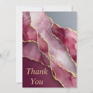 Burgundy & Pink Marble Gold Glitzer Danke Karte