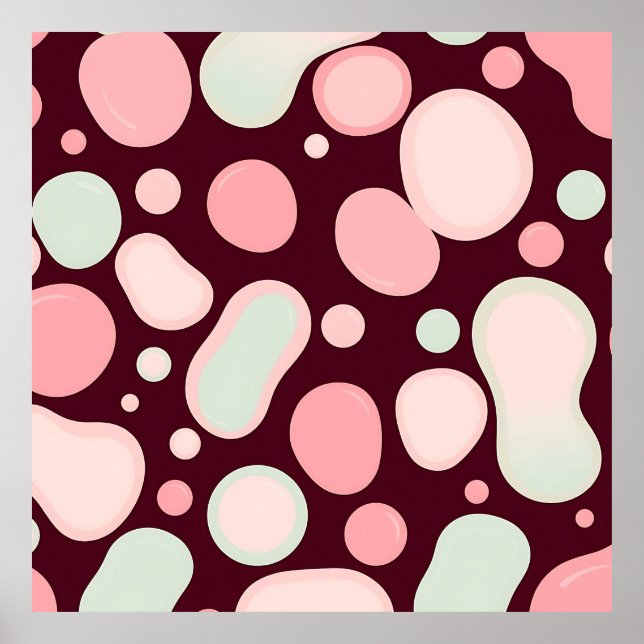 Burgundy Pink Mint Organic Blob Pattern Abstract Poster (Vorne)