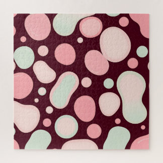 Burgundy Pink Mint Organic Blob Pattern Abstract Puzzle