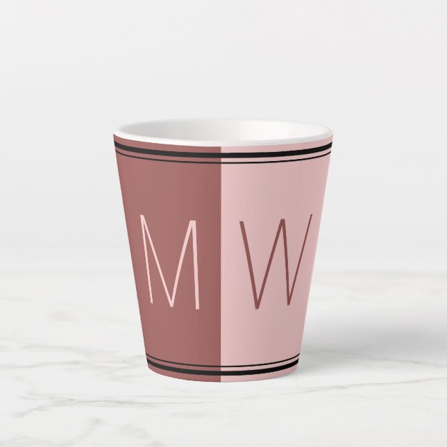 Burgundy Pink | Modern | MOTIVIEREND | MONOGRAMM Milchtasse (Vorderseite)