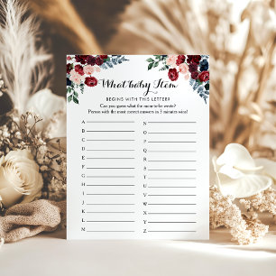 Burgundy Pink Navy Floral ABC Baby Showspiel