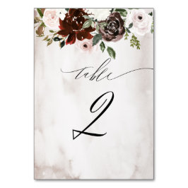 Burgundy Pink Rose Aquarell Floral Nr. 2 Hochzeit Tischnummer