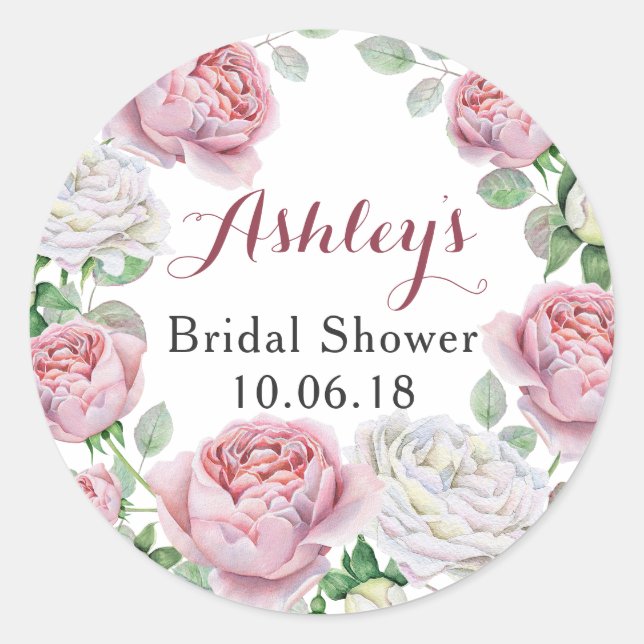 Burgundy Pink Rose Brautparty Vielen Dank Runder Aufkleber (Vorderseite)