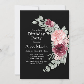Burgundy Pink Rose Partys in Rom Einladung