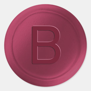 Burgundy Pink Single Letter Wax Siegel Look Sticke Runder Aufkleber