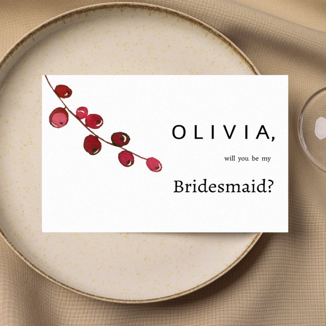 Burgundy pink watercolor berries floral Bridesmaid Einladung (Burgundy pink watercolor berries floral Bridesmaid )