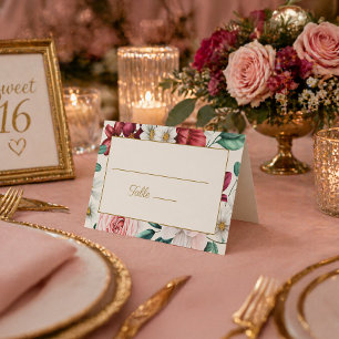 Burgundy Pink White Floral Geburtstag