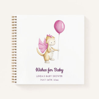 Burgundy Pink wünscht Baby Dragon Baby Dusche Notizbuch