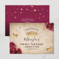 Burgundy Plum Gold Rose Parchment Elegante