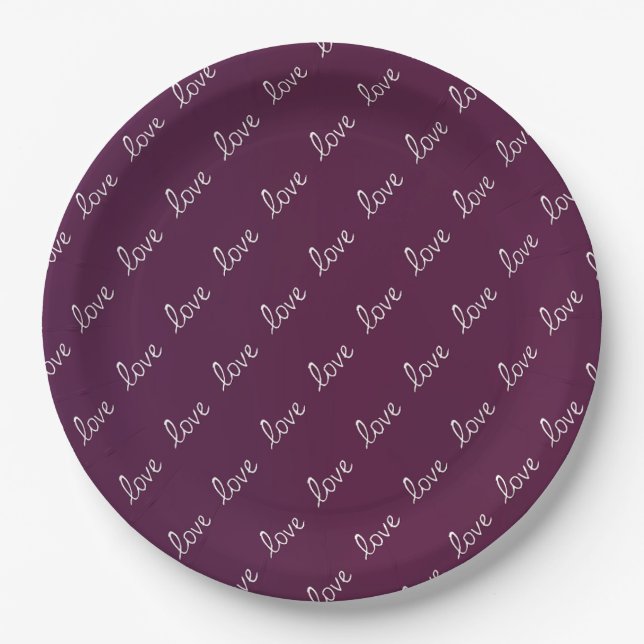 Burgundy Plum "Liebe" Pappteller (Vorderseite)