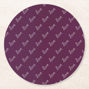 Burgundy Plum "Liebe" Runder Pappuntersetzer