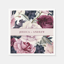 Burgundy Plum Lila Blumenwetter Hochzeit Serviette