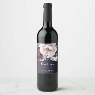 Burgundy Plum Lila Blumenwetter Hochzeit Weinetikett