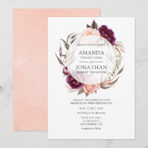 Burgundy Plum und Blush Floral Geometric Wedding