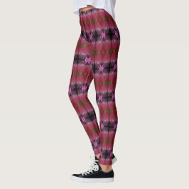 Burgundy Plum und Pink Gemustert Leggings
