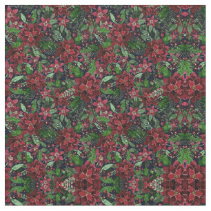Burgundy Poinsettia Blume Wasserfarbe Stoff