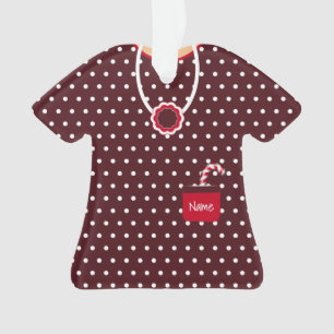 Burgundy Polka Dots Weihnachtskleid Personalisiert Ornament