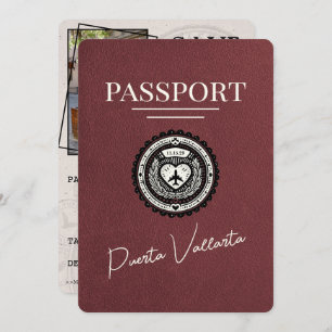 Burgundy Puerta Vallarta Passport Save The Date