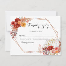 Burgundy Pumpkin Fall in der Liebe Hochzeitskarte 