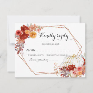 Burgundy Pumpkin Fall in der Liebe Hochzeitskarte Dankeskarte