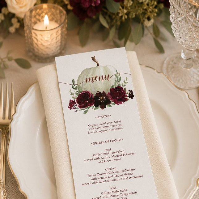 Burgundy Pumpkin Hochzeit im Herbst Menu oder Dusc Einladung (Von Creator hochgeladen)