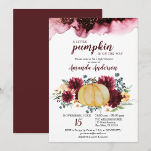 Burgundy Pumpkin Rustic Baby Shower Einladung