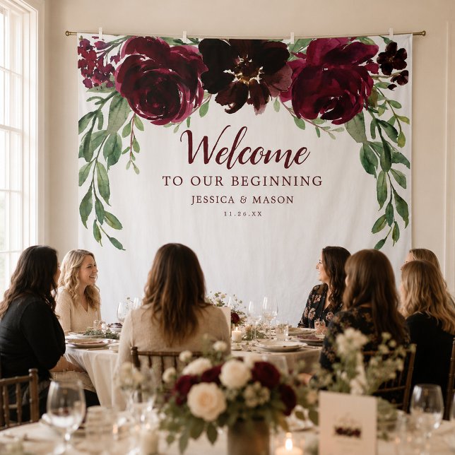 Burgundy Pumpkin Wedding Backdrop Foto Booth Wandteppich (Von Creator hochgeladen)
