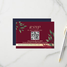 Burgundy QR Code Hochzeit im Herbst RSVP Karte