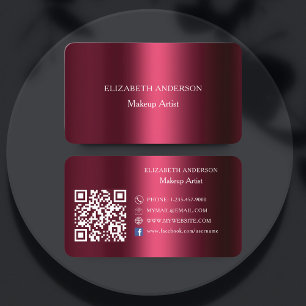 Burgundy Qr Code Social Media Facebook Visitenkarte