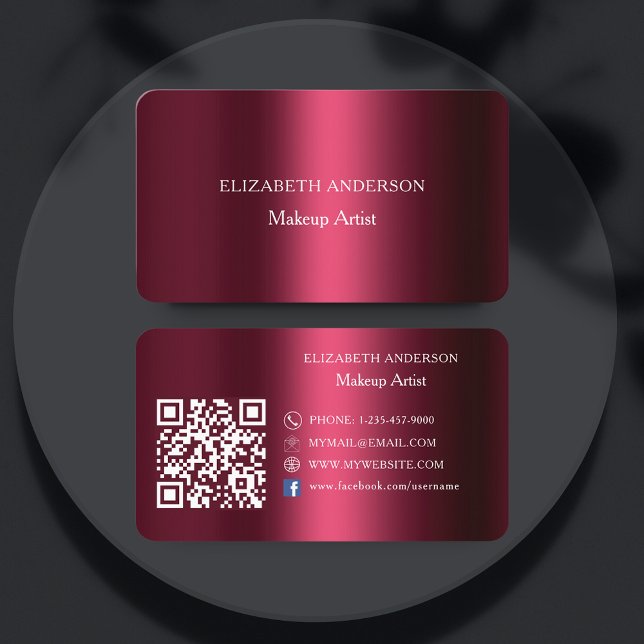 Burgundy Qr Code Social Media Facebook Visitenkarte (Von Creator hochgeladen)