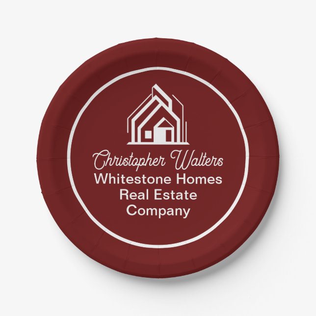 Burgundy Real Estate Company Custom Realtor Pappteller (Vorderseite)