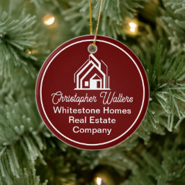 Burgundy Real Estate Company Personalized Realtor Keramik Ornament