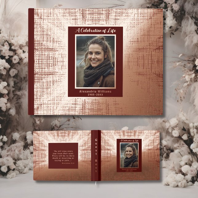 Burgundy Real Foil Funerary Guest Books Maroon Gästebuch (Von Creator hochgeladen)