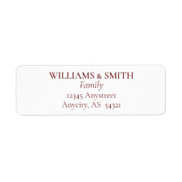 Burgundy Red Address on White Label