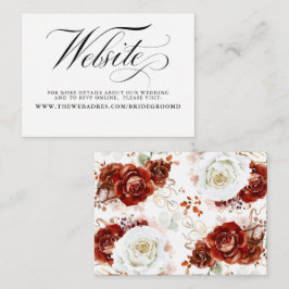 Burgundy Red and White Chic Floral Wedding Details Begleitkarte