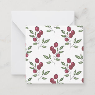 Burgundy Red Berries Pattern Mitteilungskarte