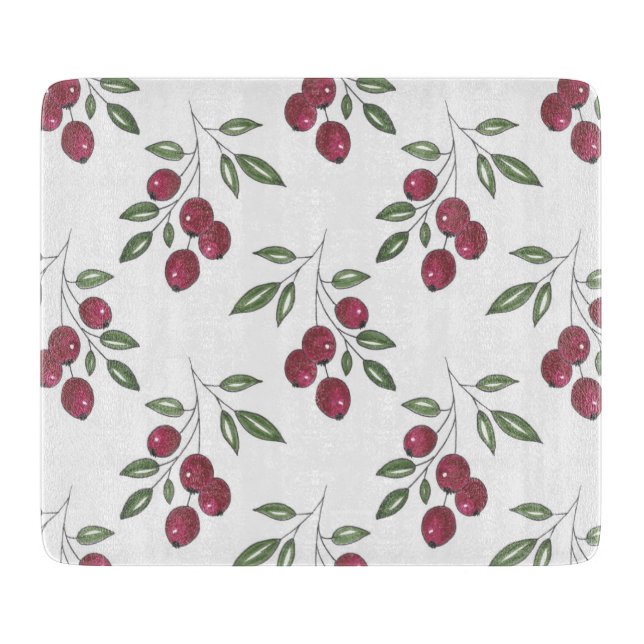 Burgundy Red Berries Pattern Schneidebrett (Vorderseite)