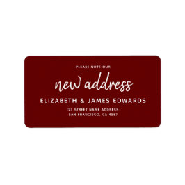 Burgundy Red Bitte beachten Sie unsere neue Adress Adressaufkleber
