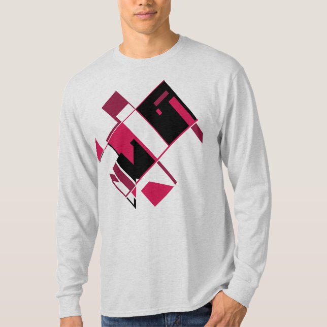 Burgundy Red Black Abstrakt Geometric MCM Look T-Shirt (Vorderseite)