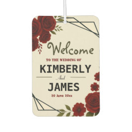 Burgundy Red & Black Geometric Wedding Modern  Autolufterfrischer