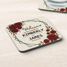 Burgundy Red & Black Geometric Wedding Modern  Getränkeuntersetzer