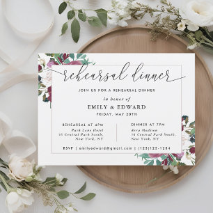 Burgundy Red Blooms Probe Dinner Einladung