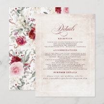 Burgundy Red Blume Elegant Boho Hochzeitdetails